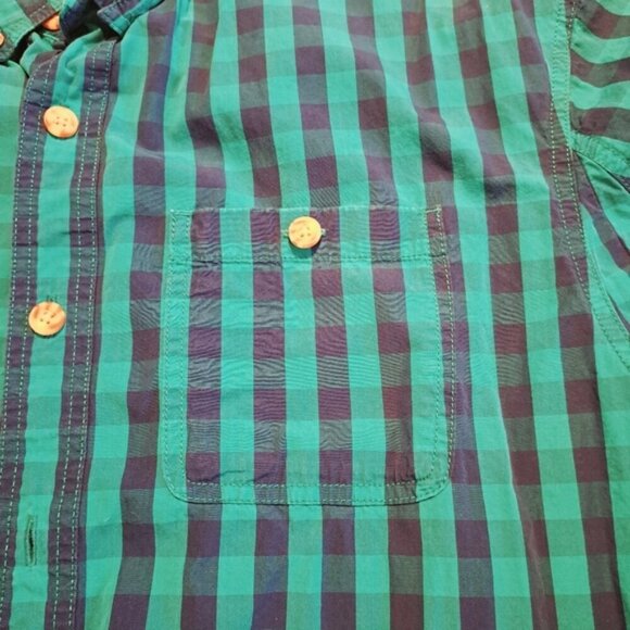 Duluth Trading Co men's size Large blue and dark teal check short sleeve shirt - Picture 4 of 6